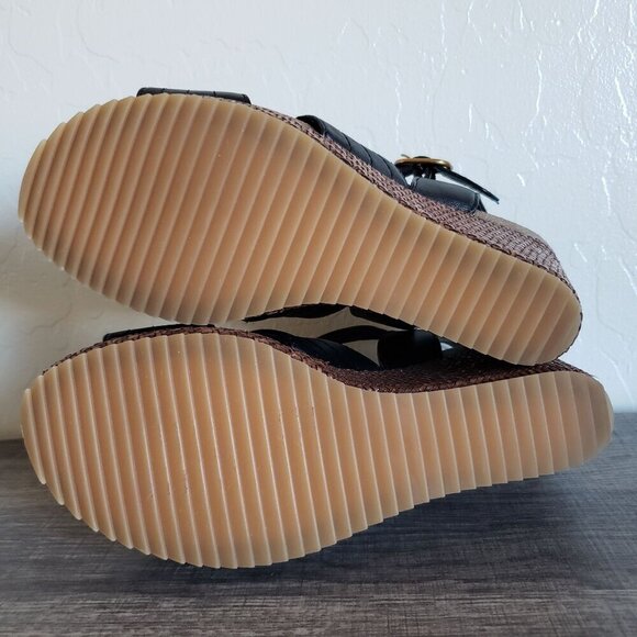 Sofft Clarissa Leather Basketweave Wedge Ankle Strap Sandal Black Sz Women's 9.5 - Picture 8 of 10